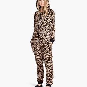 H&M Divided Leopard Print Onesie Size L